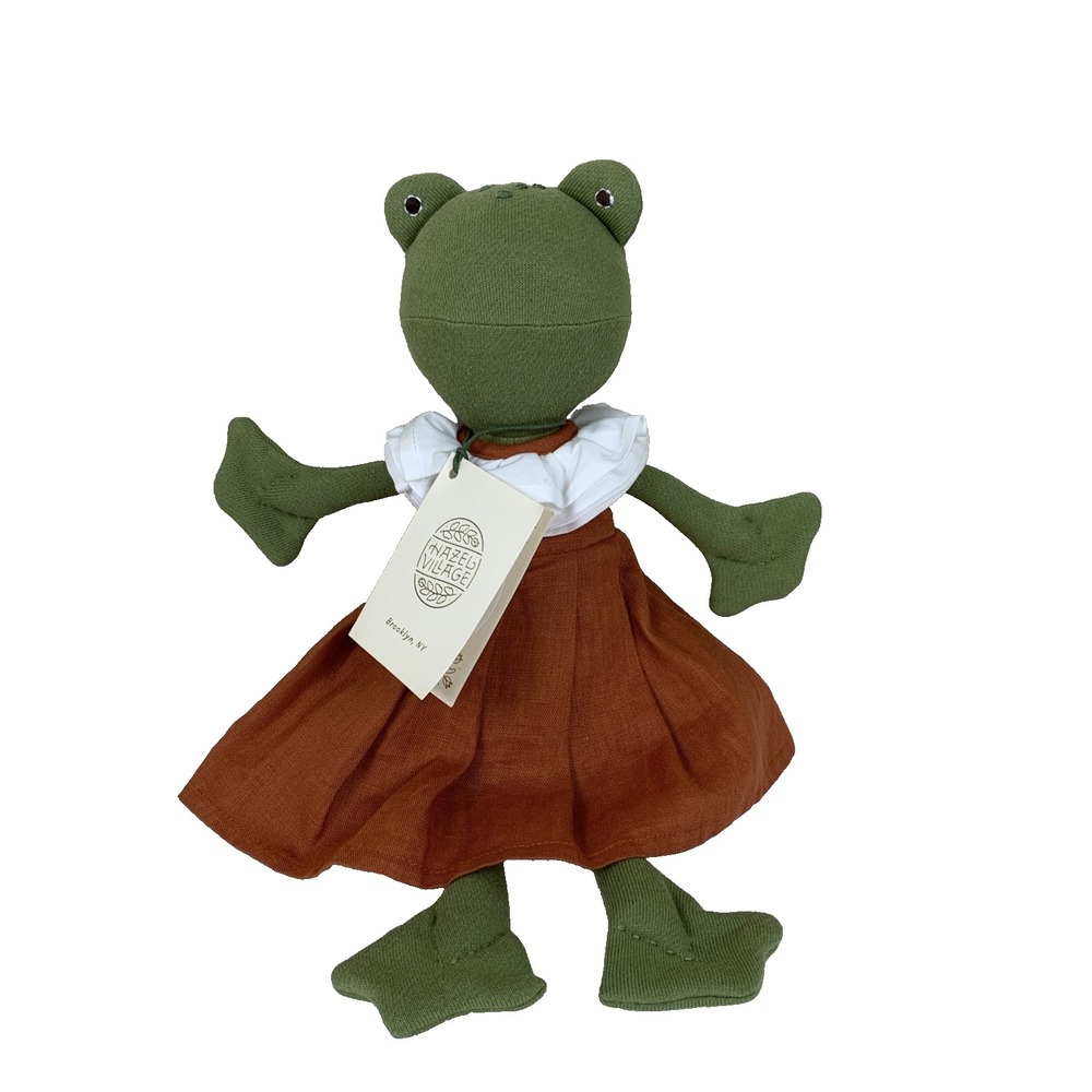 Hazel Village Ella Toad Frog Plush Green Knit Toy Stuffed Animal Dress Outfit
